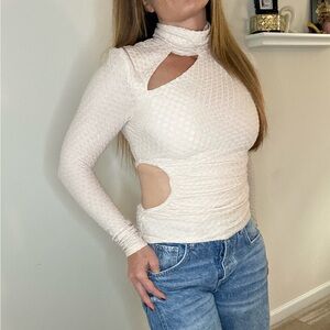 Elegant Cream Cut-Out Women's Top